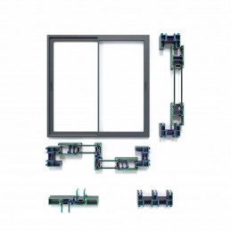Baie Coulissante en aluminium - 2 Ouvrants sur 2 rails