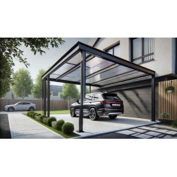 Carport adossé aluminium avec toiture polycarbonate